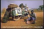 1987/88_Central African Republic_friendly African helped me to fix 3 holes in the tank_between Bouar and Bossembele_heading for Bangui_Jochen A. Hbener