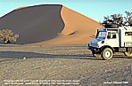 NAMIBIA_Sossusvlei dunes_ ... hot ... Backes- Mercedes-UNIMOG ... with a ... fridge_UNIMOG-trip through Southern AFRICA 1999 with my friend Rolf Backes_Jochen A. Hbener